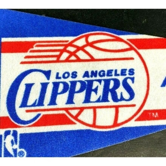 Vtg NBA Los Angeles Clippers White Blue Team Logo Mini Basketball Pennant 4x9 - Picture 3 of 4